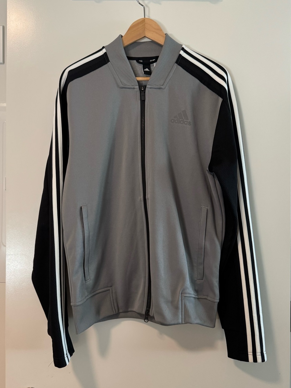 Adidas ID Bomber Track Jacket Grey Black 3 Stripe Men’s M CV5327